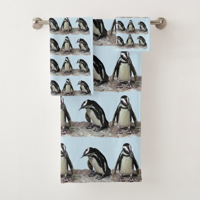 Penguin Birds Blue Towel Set (Insitu)