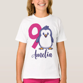 Penguin Birthday Girl Shirt Custom Age Name