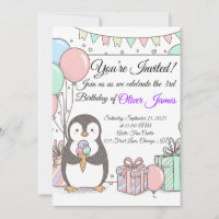 Penguin Birthday Invitation – Cute Kids Party