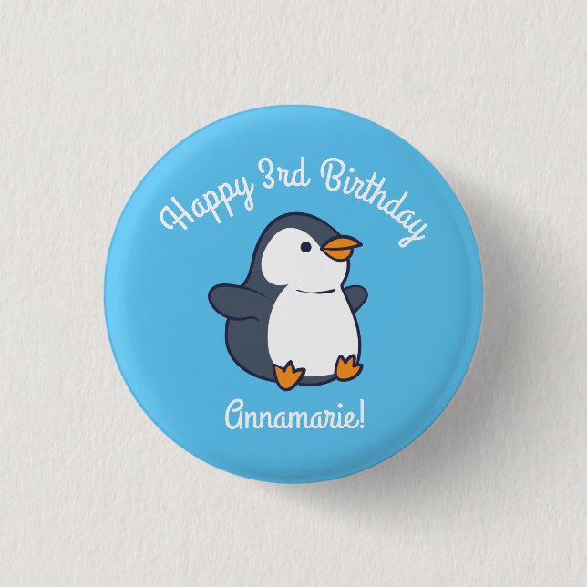 Penguin Birthday Party 3 Cm Round Badge (Front)
