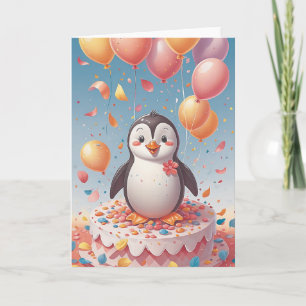 Penguin Birthday Party Card