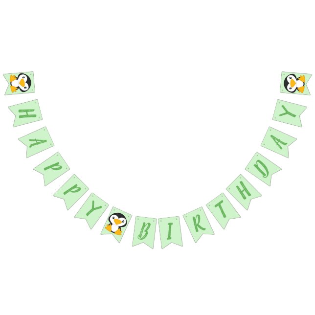 Penguin Birthday Party Green Bunting (All)