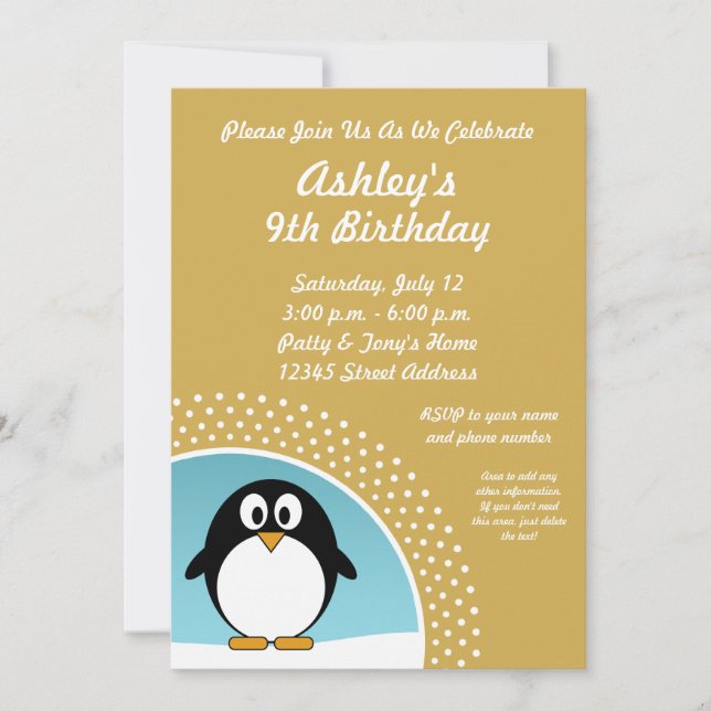 Penguin Birthday Party Invitation (Front)