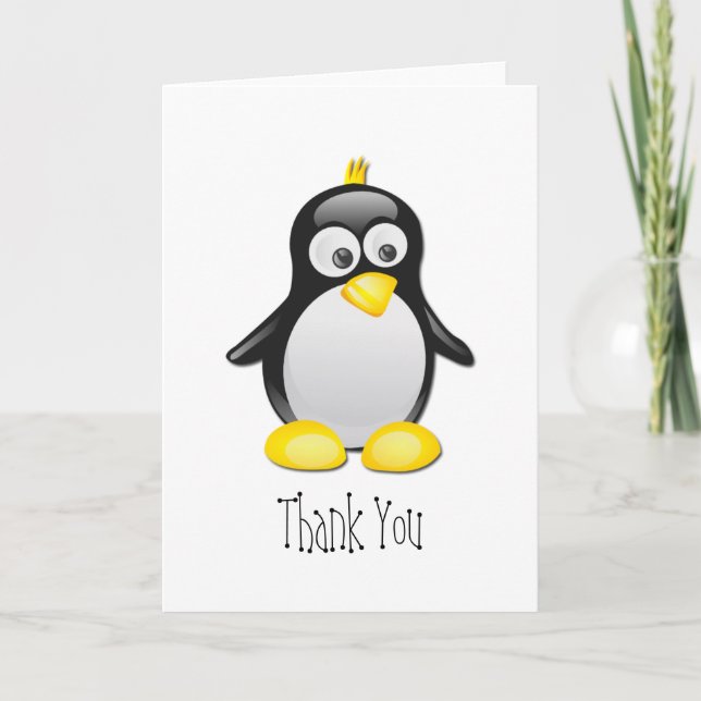 Penguin Blank Thank You Greeting Card (Front)