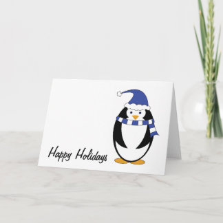 Penguin Blue Clothes Holiday Card