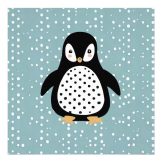  Penguin Blue Dots Photo Enlargement  Print