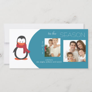 Penguin Blue Holiday Photo Card