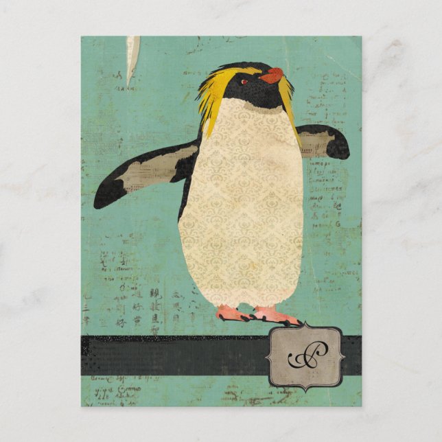 Penguin Blue Lagoon Monogram Postcard (Front)