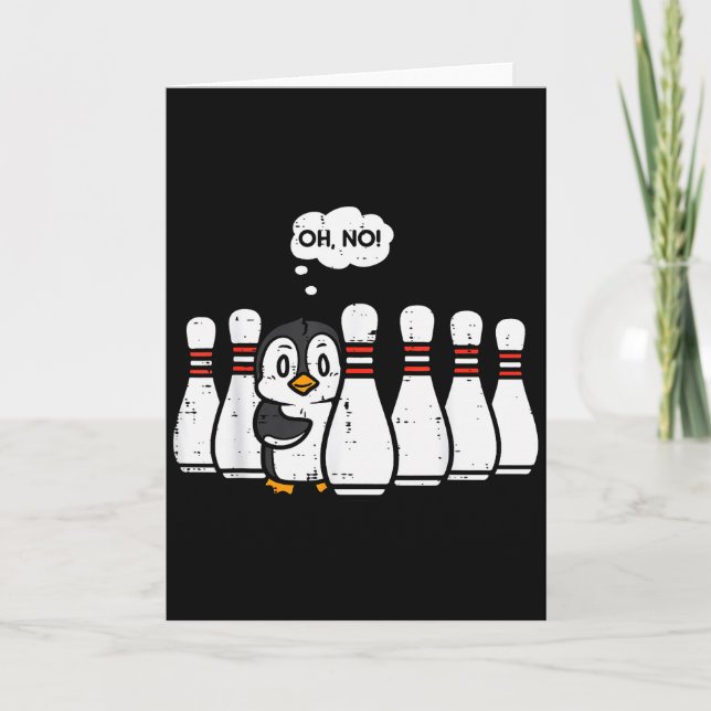 Penguin Bowling Ns Oh No Funny Bowler Player Men W Card (Front)
