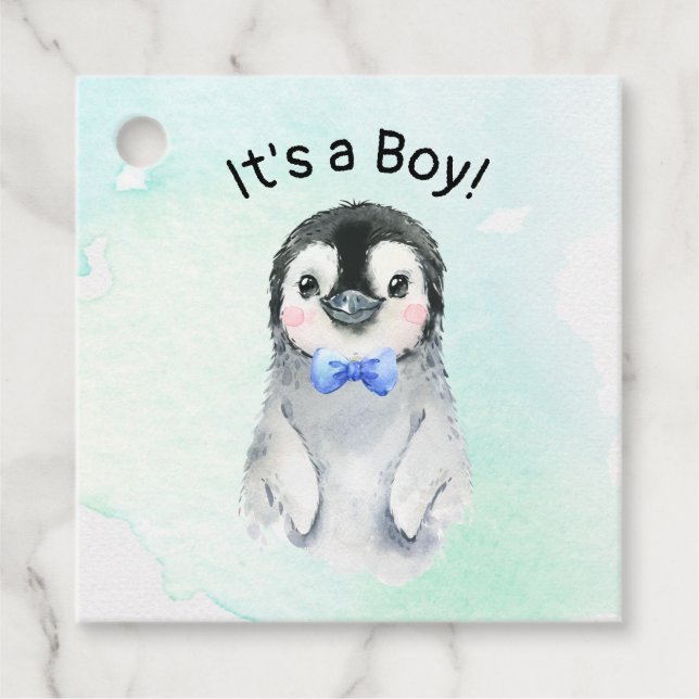 Penguin Boy Winter  Favour Tags (Front)