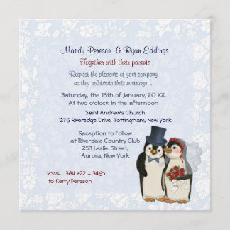 Penguin Bride and Groom Wedding Invitation