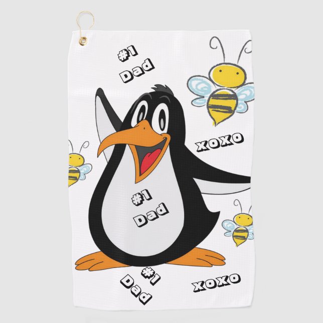 Penguin Bumblebee Golf Towel #1 Dad (Front)