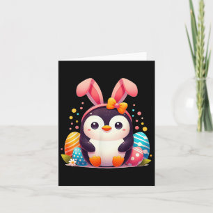 Penguin Bunny Easter Day Kids Boys Girls Card