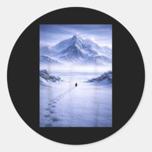 Penguin but why head towards the mountains penguin classic round sticker