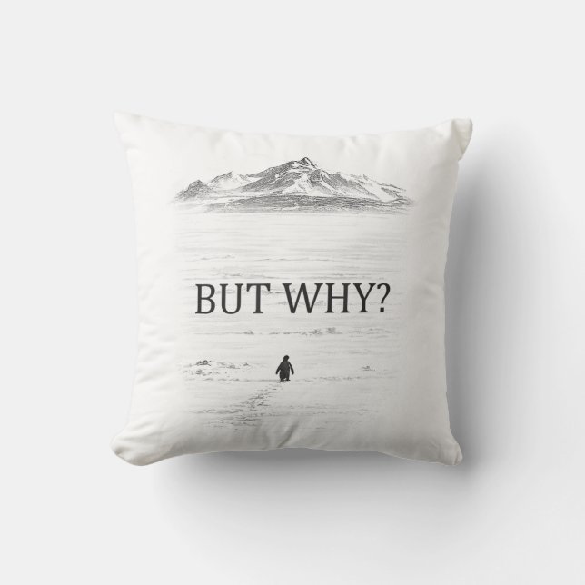 Penguin But Why Mountains  Cushion (Front)