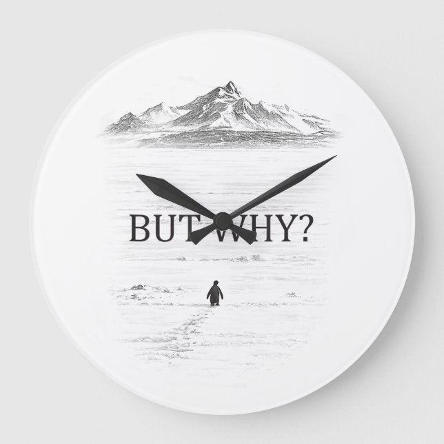 Penguin But Why Mountains Penguin Large Clock (Front)