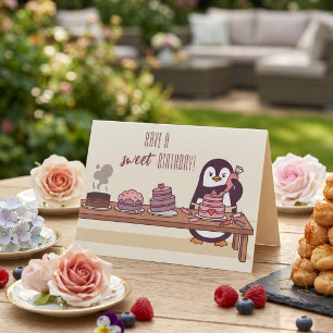 Penguin Cake Decorator   Sweet Birthday Card