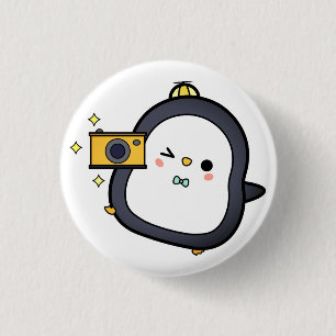 Penguin, Camera, Character 3 Cm Round Badge
