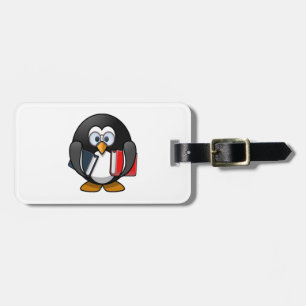 Penguin Carrying Books Luggage Tag