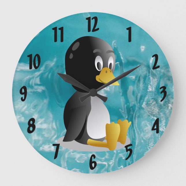 Penguin cartoon Wall Clock (Front)