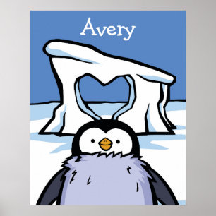 Penguin Chick Heart Poster