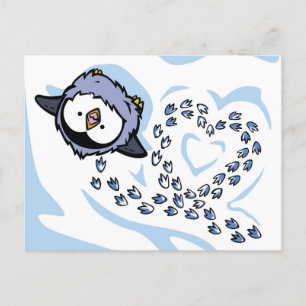 Penguin Chick Snowprints Post Card