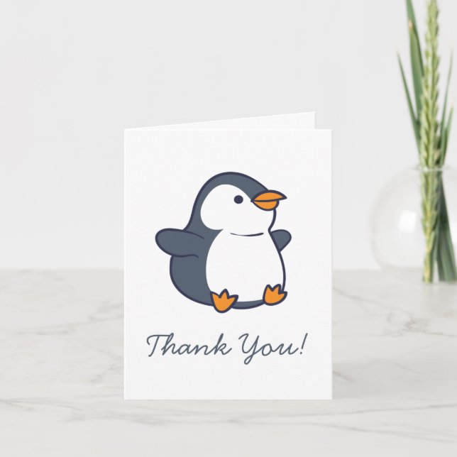 Penguin Children's Thank You Stationary Cards (Front)