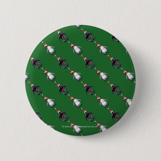 Penguin Christmas 6 Cm Round Badge (Front)