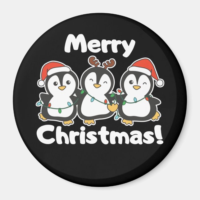 Penguin Christmas Animals Cute Penguins Magnet (Front)