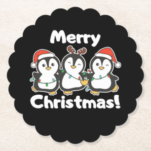 Penguin Christmas Animals Cute Penguins Paper Coaster