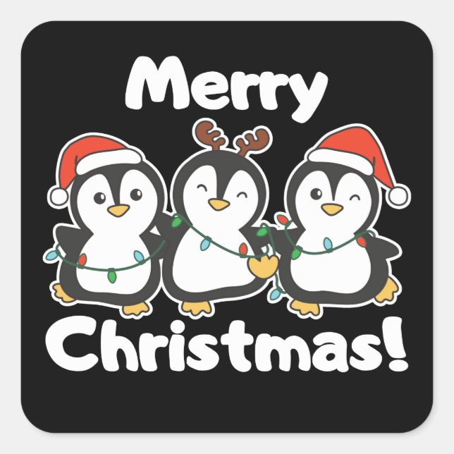Penguin Christmas Animals Cute Penguins Square Sti Sticker (Front)