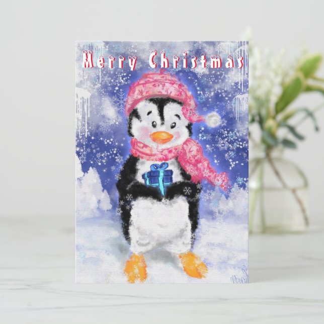 Penguin Christmas Card (Standing Front)