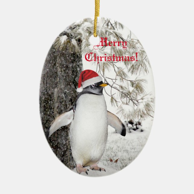 Penguin Christmas Ceramic Tree Decoration (Front)