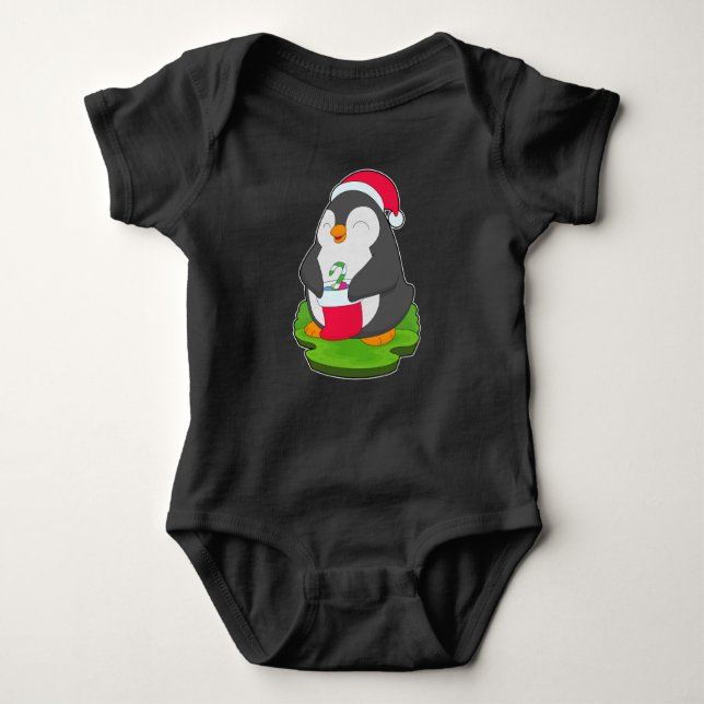 Penguin Christmas Christmas socks Baby Bodysuit (Front)
