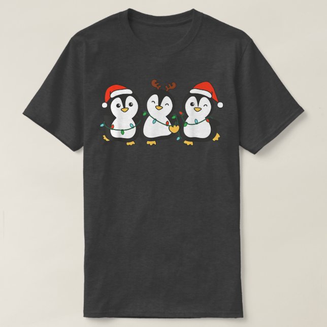 Penguin Christmas Christmas Tree Animals Cute Peng T-Shirt (Design Front)
