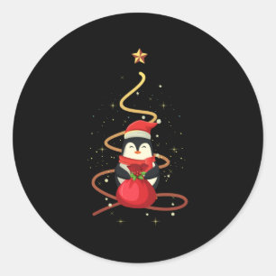 Penguin Christmas Classic Round Sticker