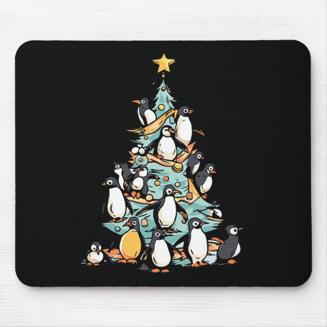 Penguin Christmas Day Ice Bird Animal Santa Claus  Mouse Pad (Front)