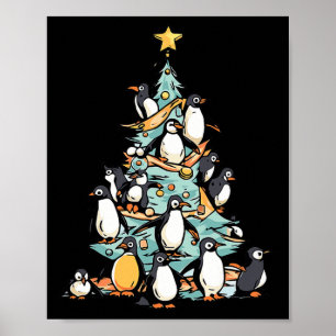 Penguin Christmas Day Ice Bird Animal Santa Claus  Poster