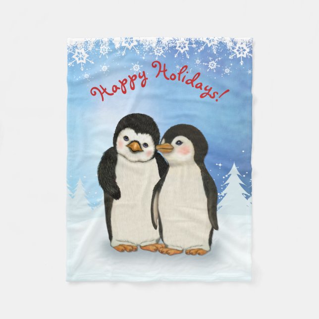 Penguin Christmas Fleece Blanket (Front)