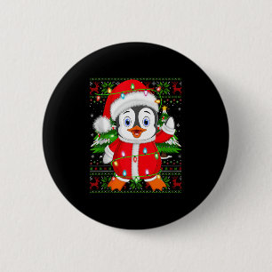 Penguin Christmas Lights Santa Costume Ugly Xmas S 6 Cm Round Badge