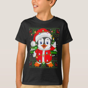Penguin Christmas Lights Santa Costume Ugly Xmas S T-Shirt