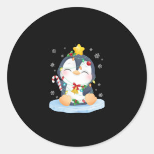 Penguin Christmas Merry Christmas Classic Round Sticker