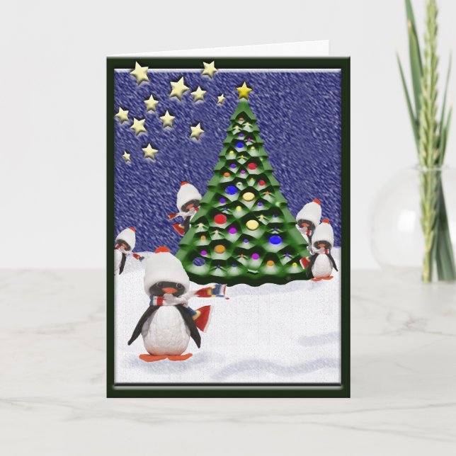Penguin Christmas Paradise Holiday Card (Front)
