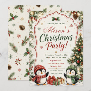 Penguin Christmas Party Invitation