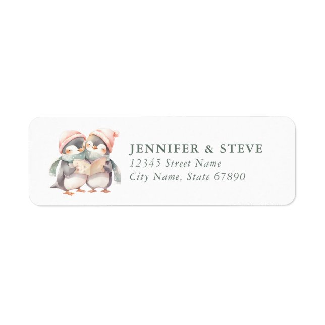 Penguin Christmas Return Address Labels (Front)