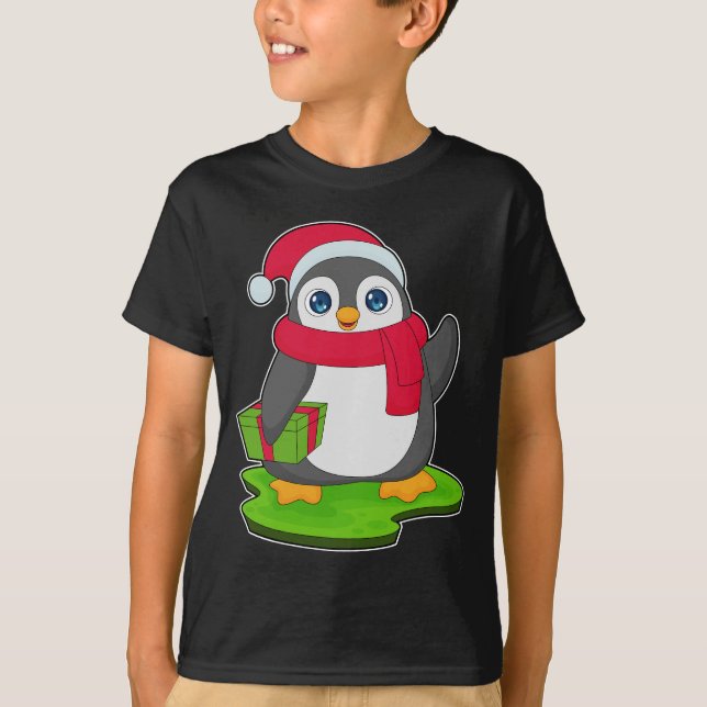 Penguin Christmas Scarf T-Shirt (Front)