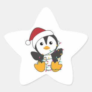 Penguin Christmas Snow Winter Animals Penguins Adu Star Sticker