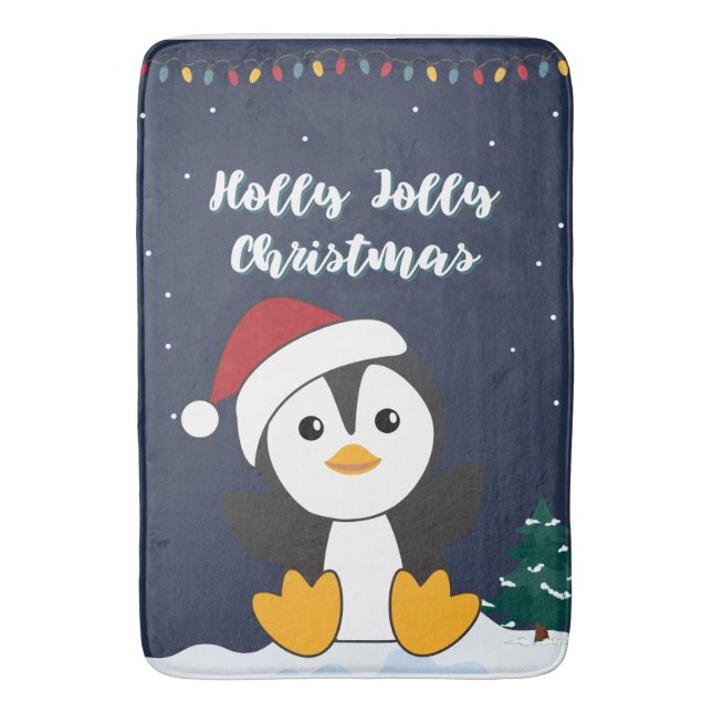 Penguin Christmas Snow Winter Animals Penguins Bat Bath Mat (Front Vertical)