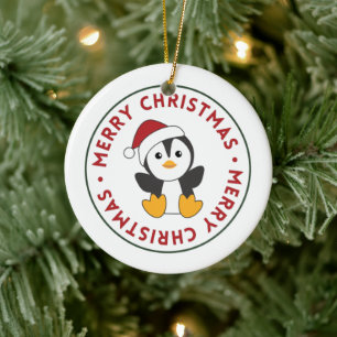 Penguin Christmas Snow Winter Animals Penguins Cer Ceramic Tree Decoration