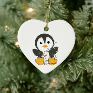 Penguin Christmas Snow Winter Animals Penguins Ceramic Tree Decoration